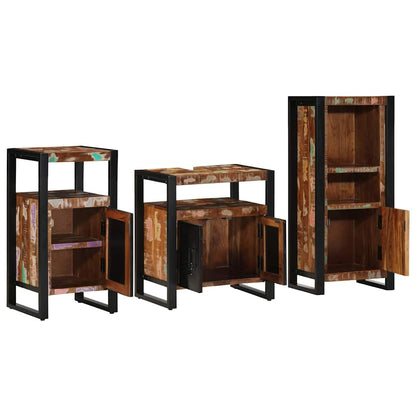 Badezimmermöbel-Set mit Regal 3 pcs Massives upgecyceltes Holz
