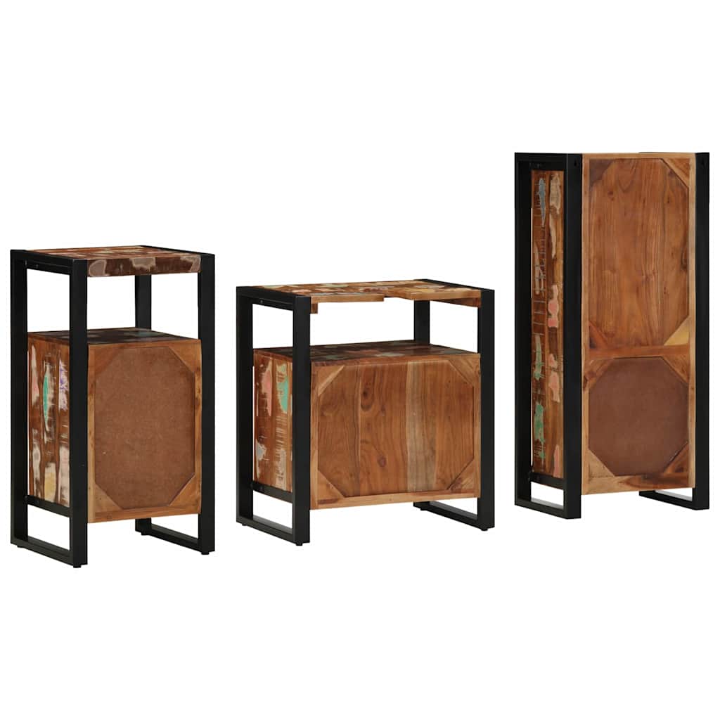 Badezimmermöbel-Set mit Regal 3 pcs Massives upgecyceltes Holz