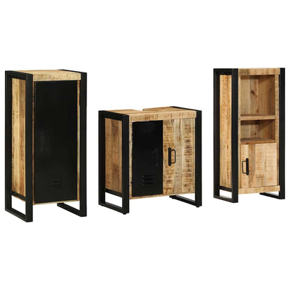 vidaXL Badezimmermöbel Set mit Regal 3 pcs Braun Massivholz Mango