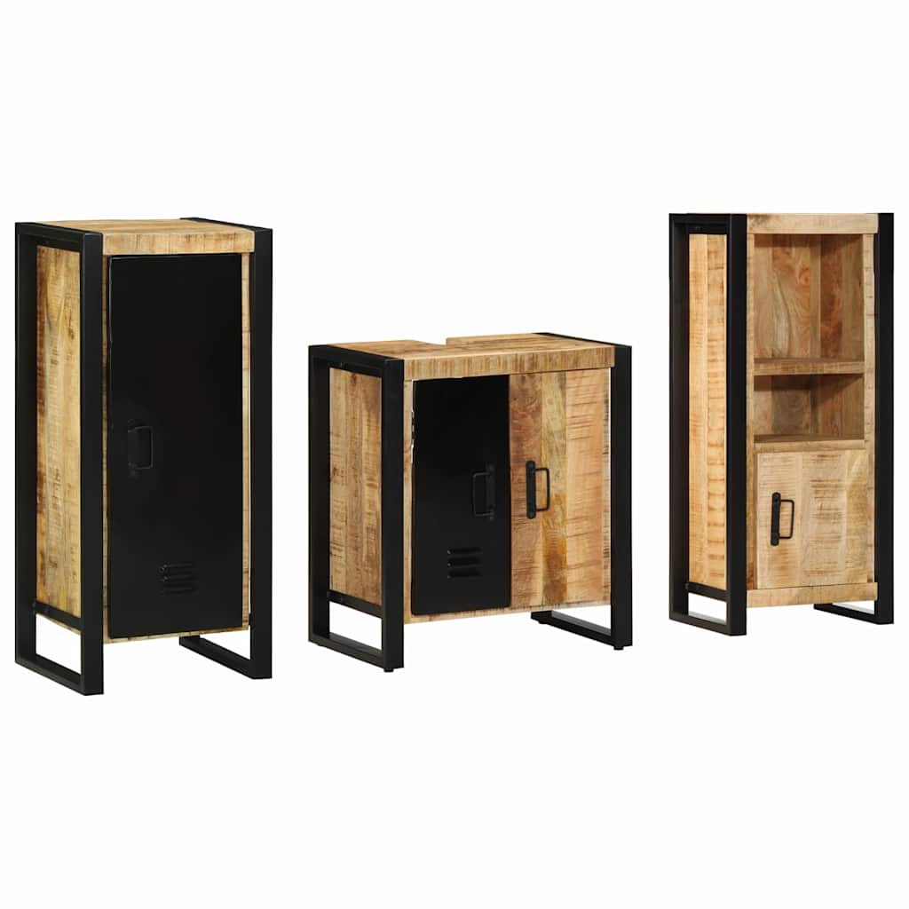 vidaXL Badezimmermöbel Set mit Regal 3 pcs Braun Massivholz Mango