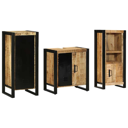 vidaXL Badezimmermöbel Set mit Regal 3 pcs Braun Massivholz Mango