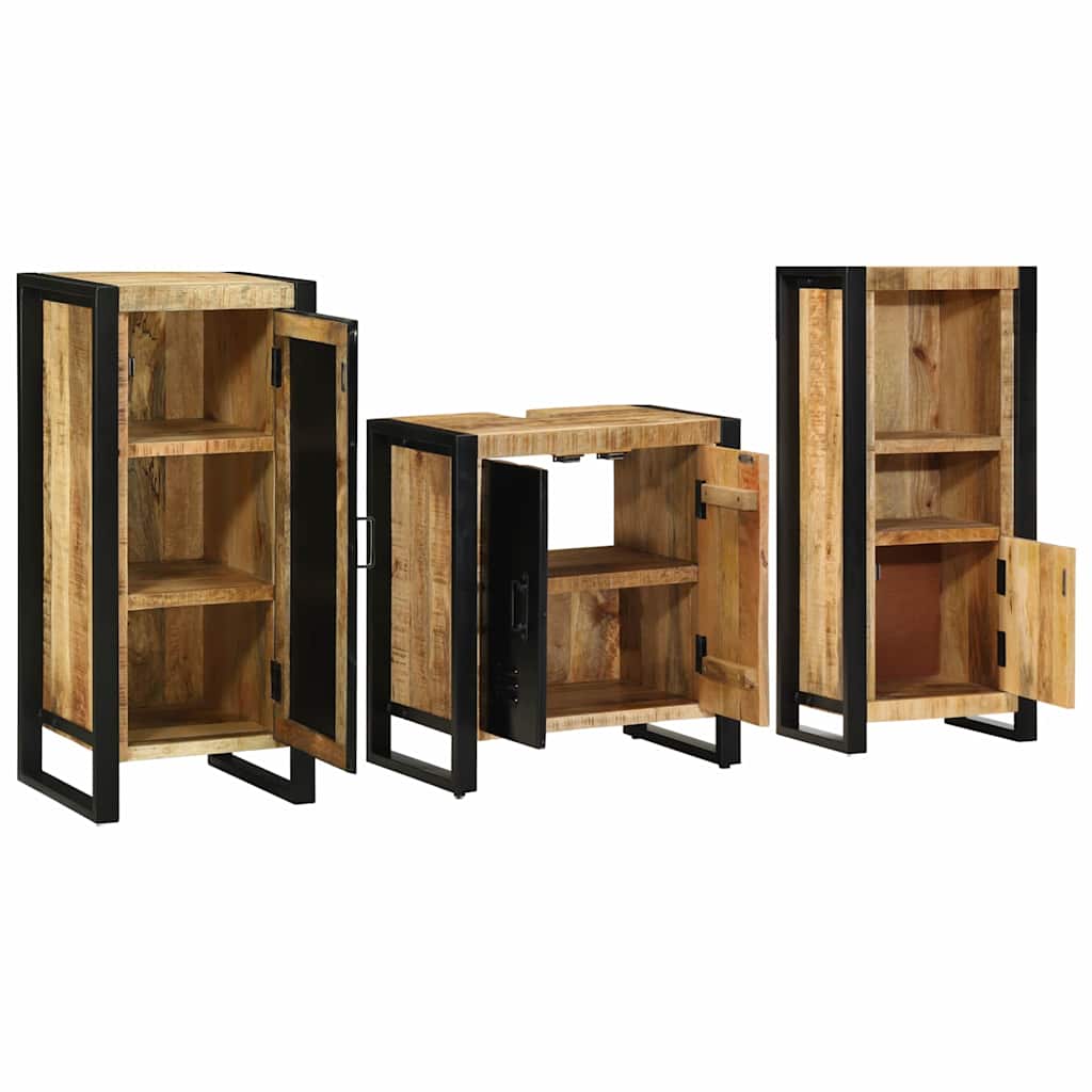vidaXL Badezimmermöbel Set mit Regal 3 pcs Braun Massivholz Mango