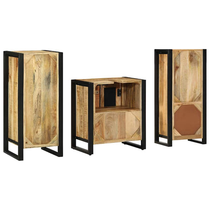 vidaXL Badezimmermöbel Set mit Regal 3 pcs Braun Massivholz Mango
