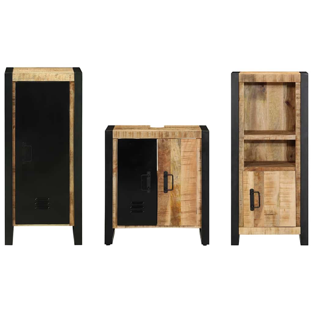vidaXL Badezimmermöbel Set mit Regal 3 pcs Braun Massivholz Mango
