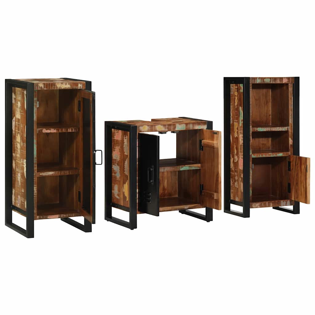 Badezimmermöbel-Set mit Regal 3 pcs Massives upgecyceltes Holz