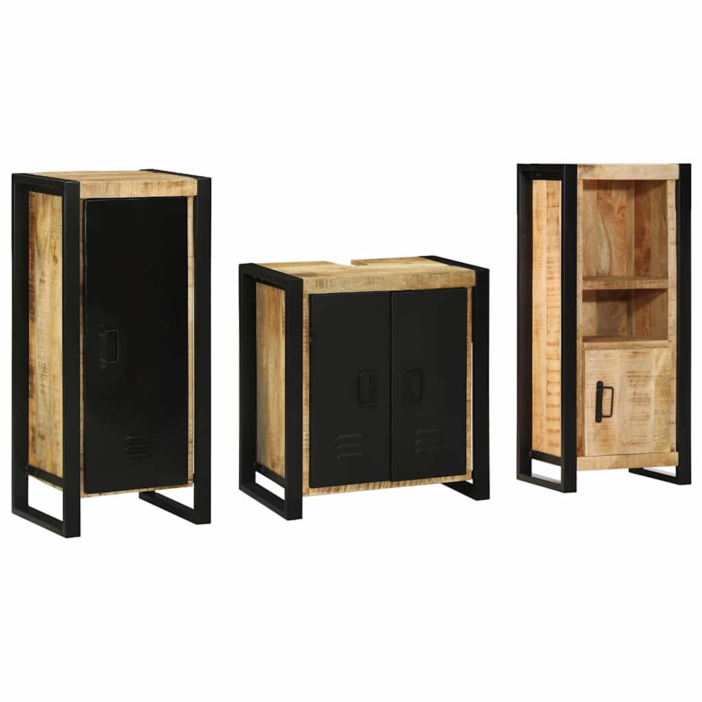 vidaXL Badezimmermöbel Set mit Regal 3 pcs Braun Massivholz Mango