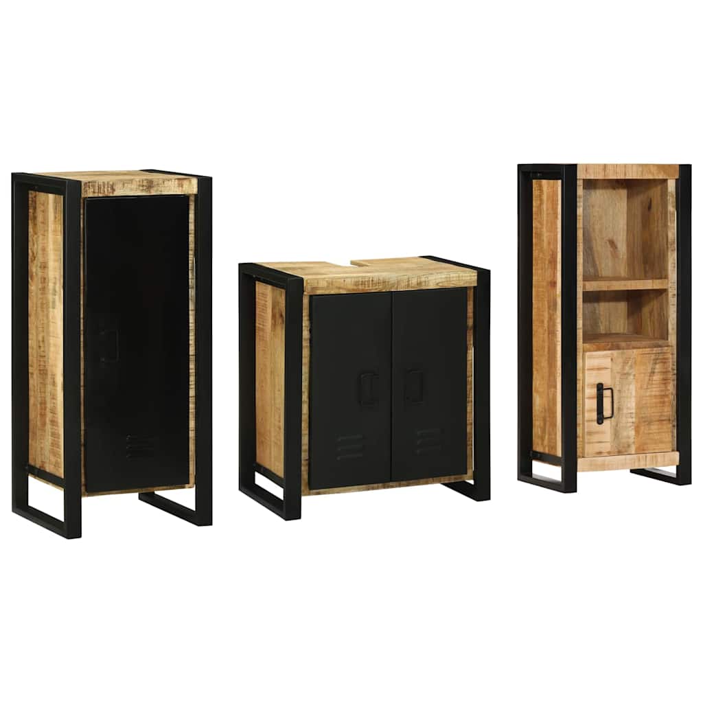 vidaXL Badezimmermöbel Set mit Regal 3 pcs Braun Massivholz Mango