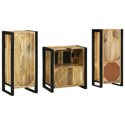 vidaXL Badezimmermöbel Set mit Regal 3 pcs Braun Massivholz Mango