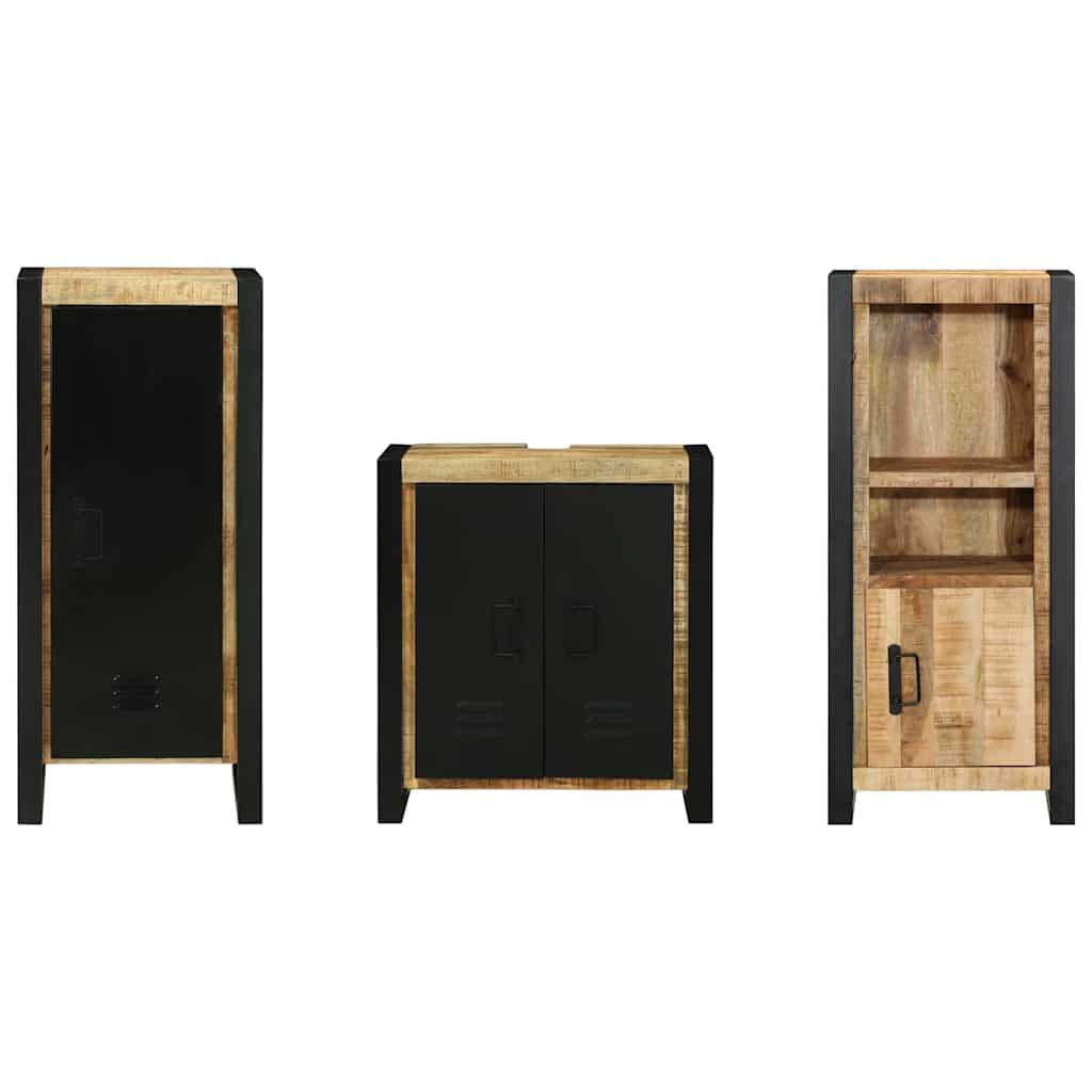 vidaXL Badezimmermöbel Set mit Regal 3 pcs Braun Massivholz Mango