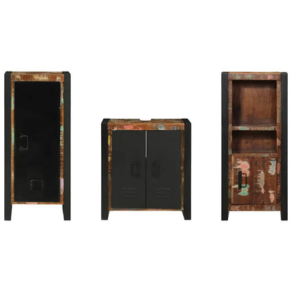 vidaXL Badezimmermöbel-Set mit Regal 3 pcs Massives upgecyceltes Holz