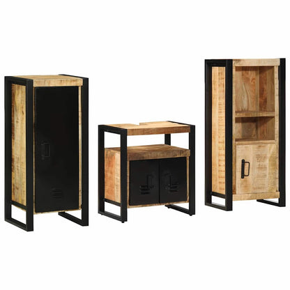 vidaXL Badezimmermöbel Set mit Regal 3 pcs Braun Massivholz Mango