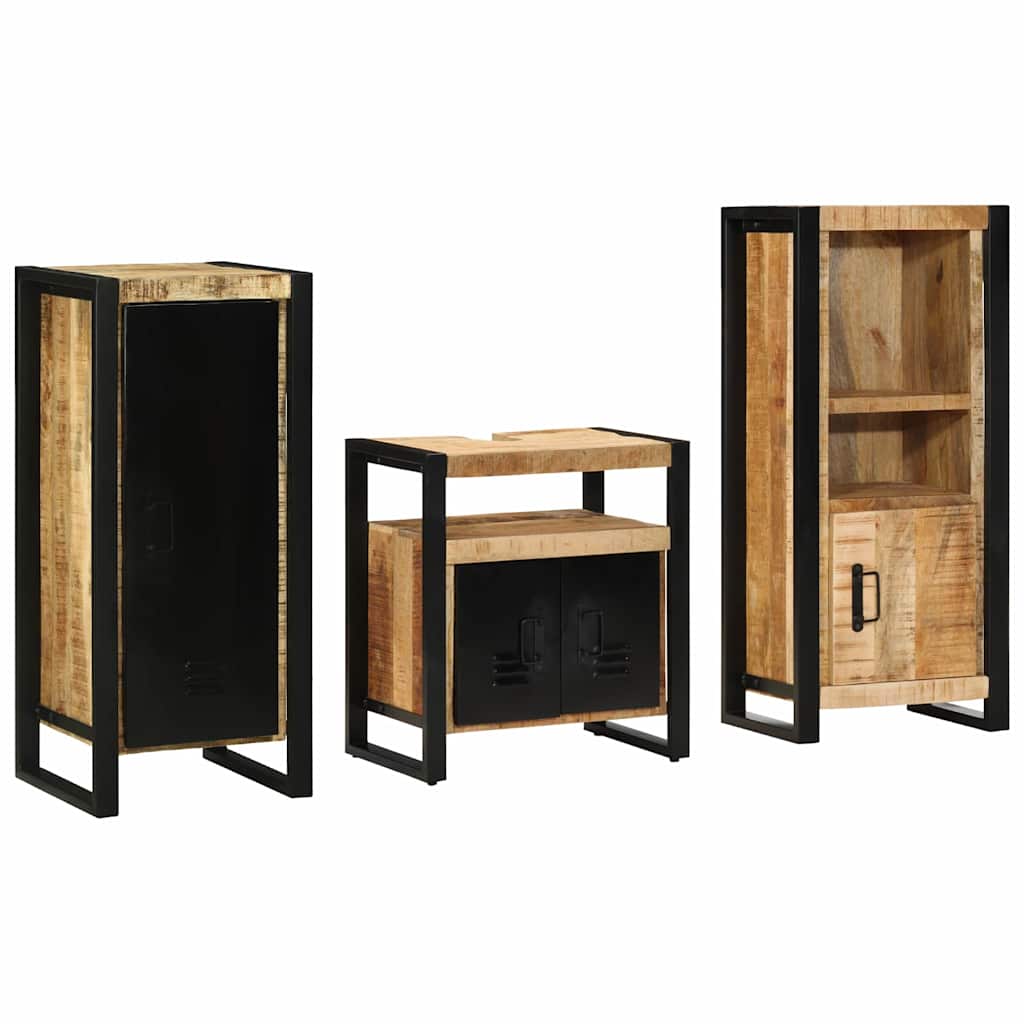 vidaXL Badezimmermöbel Set mit Regal 3 pcs Braun Massivholz Mango