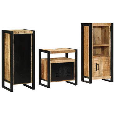 vidaXL Badezimmermöbel Set mit Regal 3 pcs Braun Massivholz Mango