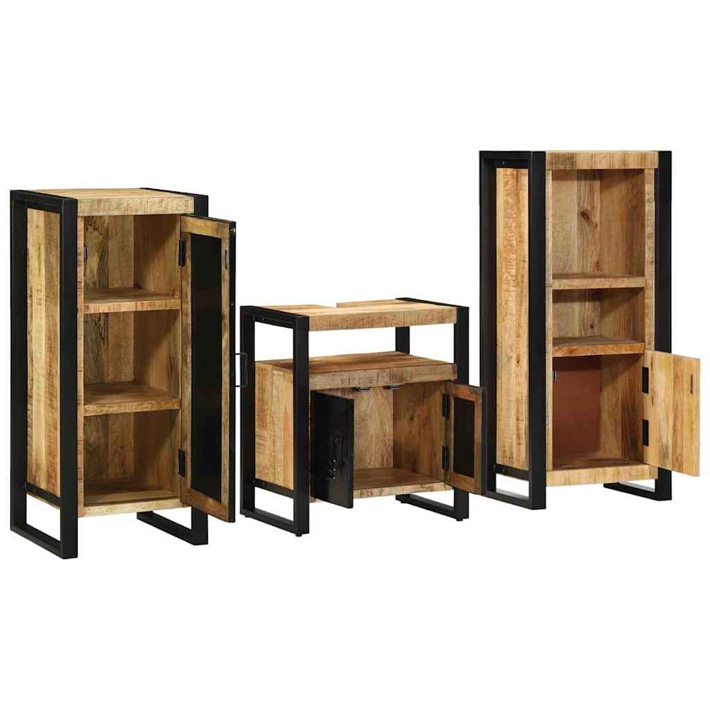 vidaXL Badezimmermöbel Set mit Regal 3 pcs Braun Massivholz Mango
