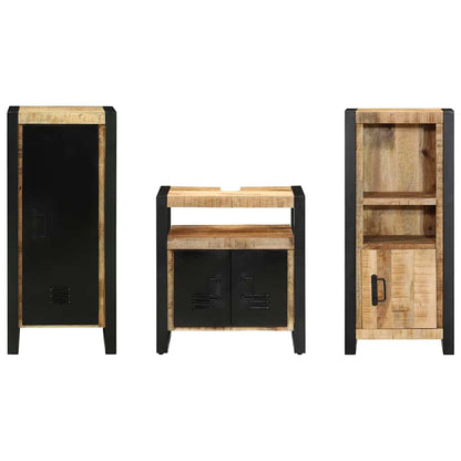 vidaXL Badezimmermöbel Set mit Regal 3 pcs Braun Massivholz Mango