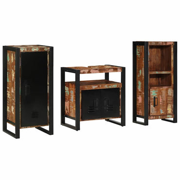 vidaXL Badezimmermöbel-Set mit Regal 3 pcs Massives upgecyceltes Holz