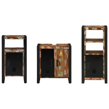 vidaXL Badezimmermöbel-Set mit Regal 3 pcs Massives upgecyceltes Holz