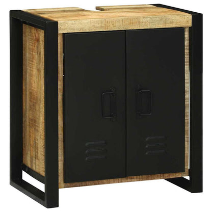 Badezimmermöbel-Set 3 pcs Braun und Schwarz Massivholz Mango