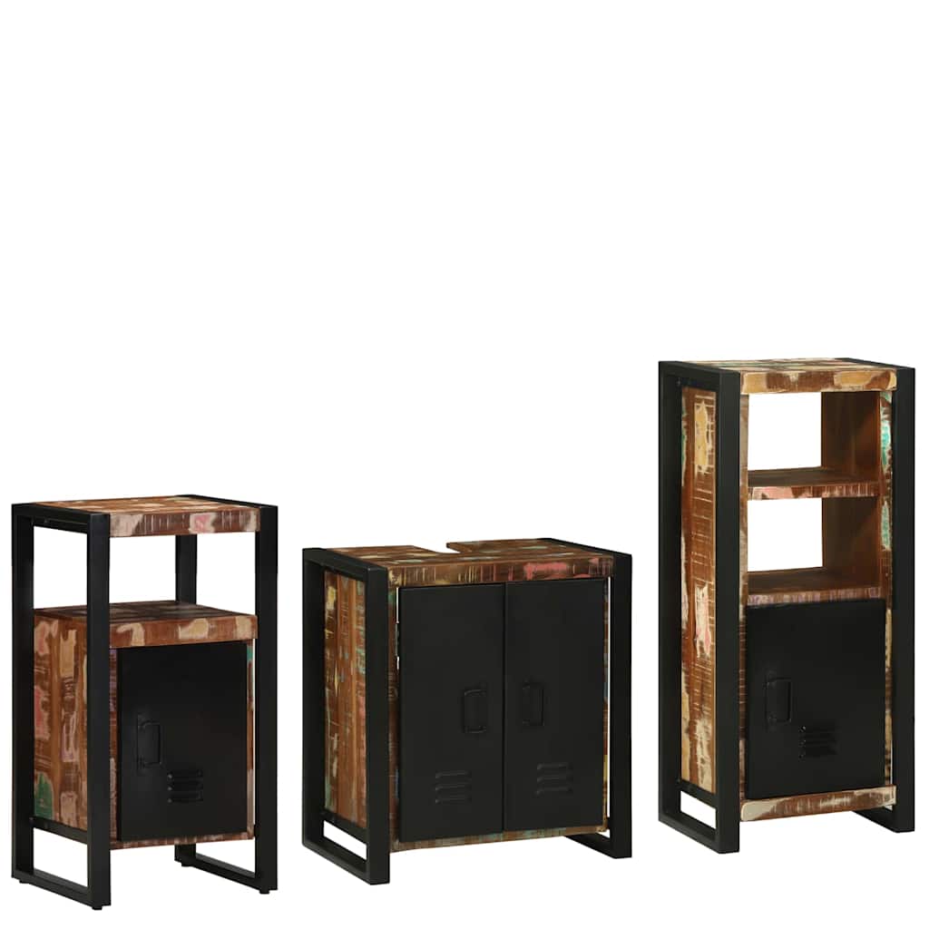 Badezimmermöbel-Set mit Regal 3 pcs Massives upgecyceltes Holz
