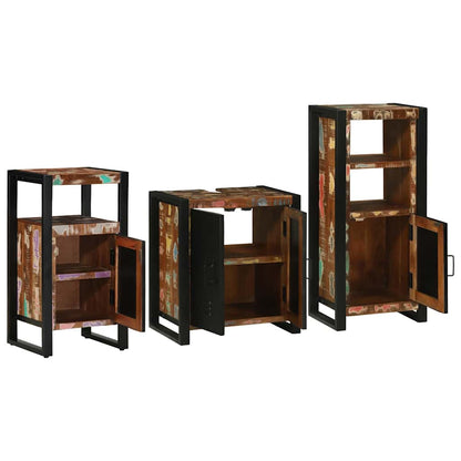 Badezimmermöbel-Set mit Regal 3 pcs Massives upgecyceltes Holz