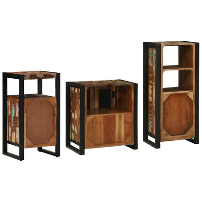 Badezimmermöbel-Set mit Regal 3 pcs Massives upgecyceltes Holz