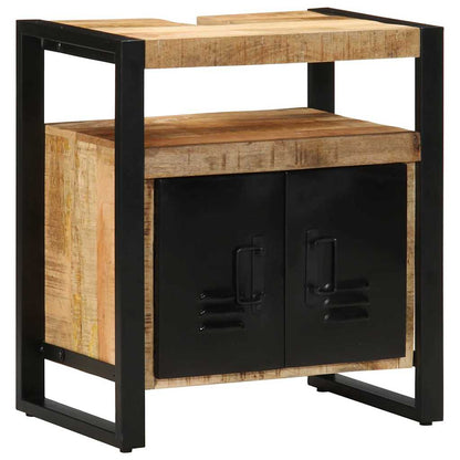 Badezimmermöbel-Set 3 pcs Braun und Schwarz Massivholz Mango