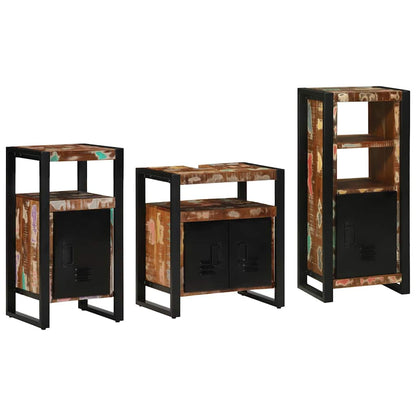 vidaXL Badezimmermöbel-Set mit Regal 3 pcs Massives upgecyceltes Holz