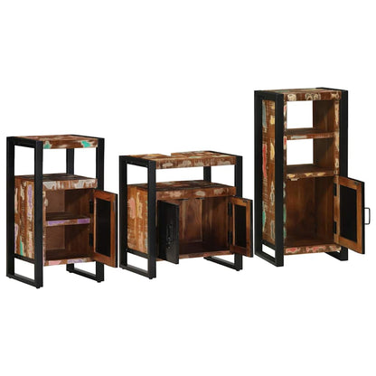 vidaXL Badezimmermöbel-Set mit Regal 3 pcs Massives upgecyceltes Holz