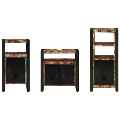 vidaXL Badezimmermöbel-Set mit Regal 3 pcs Massives upgecyceltes Holz
