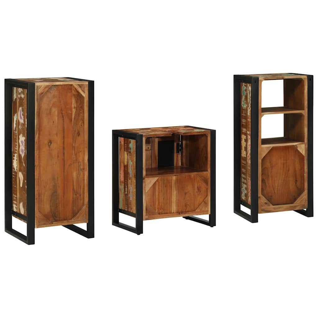 Badezimmermöbel-Set mit Regal 3 pcs Massives upgecyceltes Holz