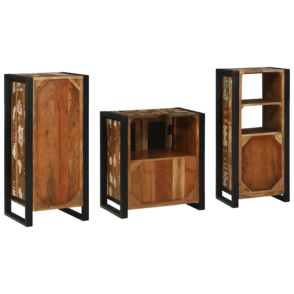 Badezimmermöbel-Set mit Regal 3 pcs Massives upgecyceltes Holz