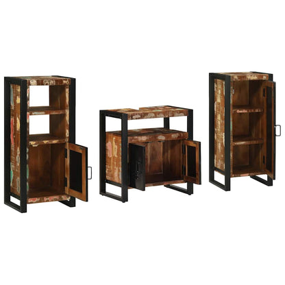 Badezimmermöbel-Set mit Regal 3 pcs Massives upgecyceltes Holz
