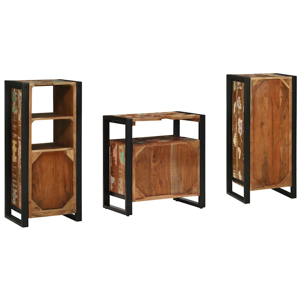 Badezimmermöbel-Set mit Regal 3 pcs Massives upgecyceltes Holz