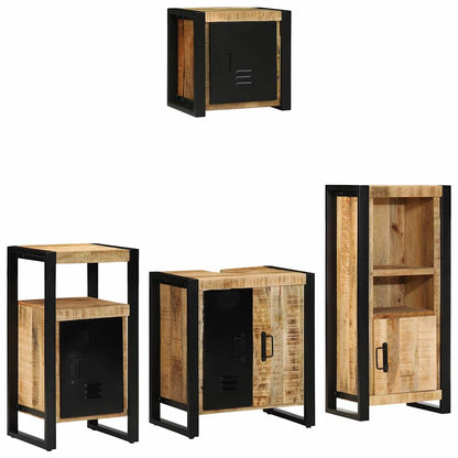 vidaXL Badezimmermöbel Set mit Regal 4 pcs Braun Massives Mango-Holz