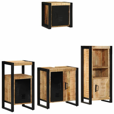 vidaXL Badezimmermöbel Set mit Regal 4 pcs Braun Massives Mango-Holz