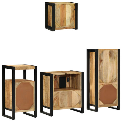 vidaXL Badezimmermöbel Set mit Regal 4 pcs Braun Massives Mango-Holz