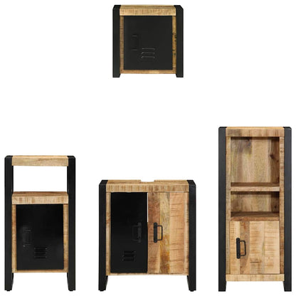vidaXL Badezimmermöbel Set mit Regal 4 pcs Braun Massives Mango-Holz