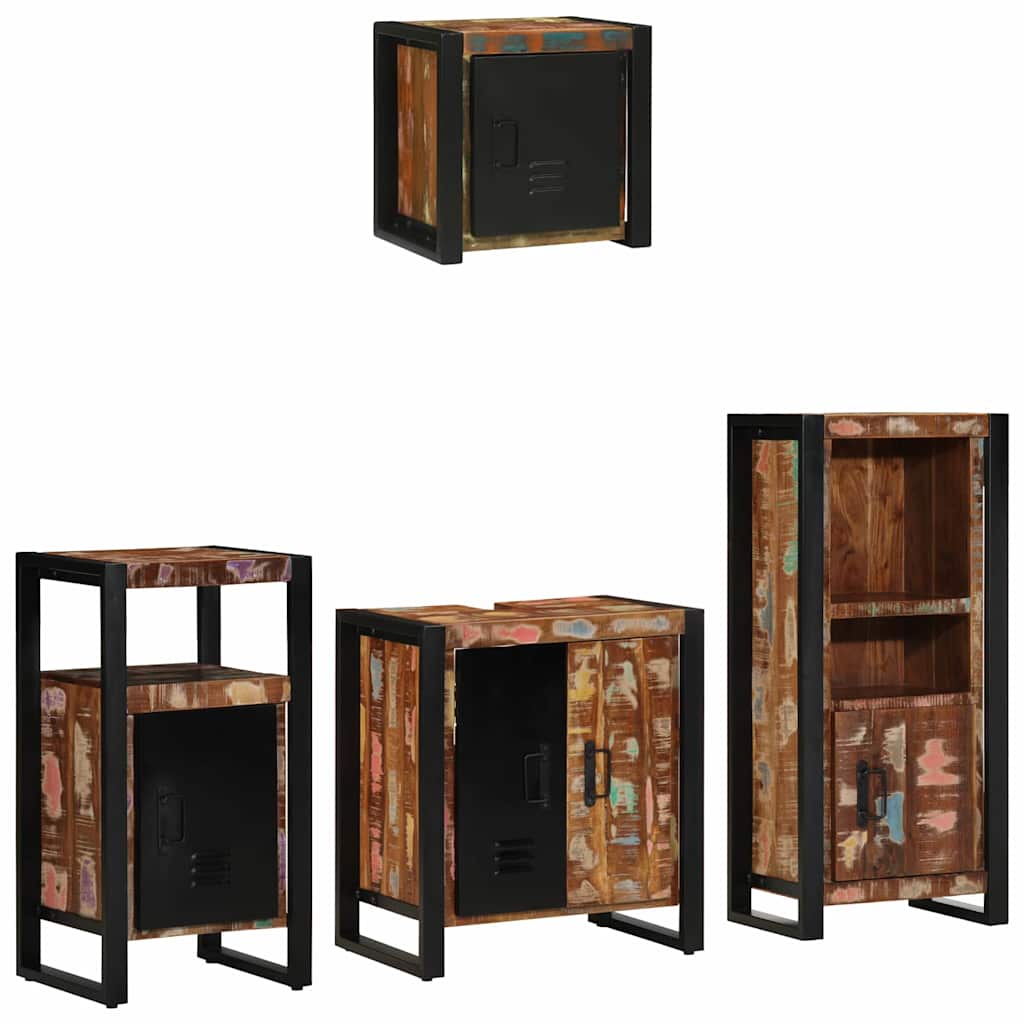 Badezimmermöbel-Set mit Regal 4 pcs Massives upgecyceltes Holz