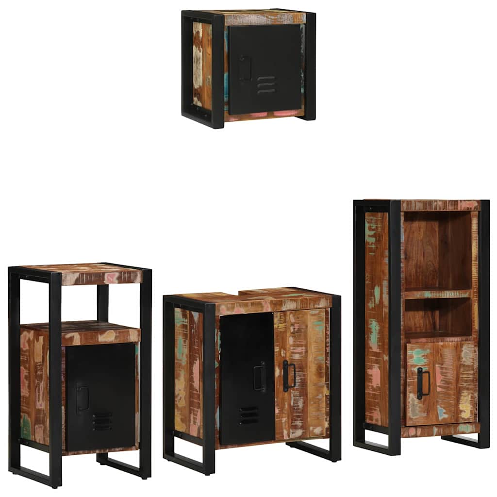 Badezimmermöbel-Set mit Regal 4 pcs Massives upgecyceltes Holz