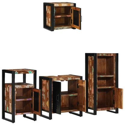Badezimmermöbel-Set mit Regal 4 pcs Massives upgecyceltes Holz