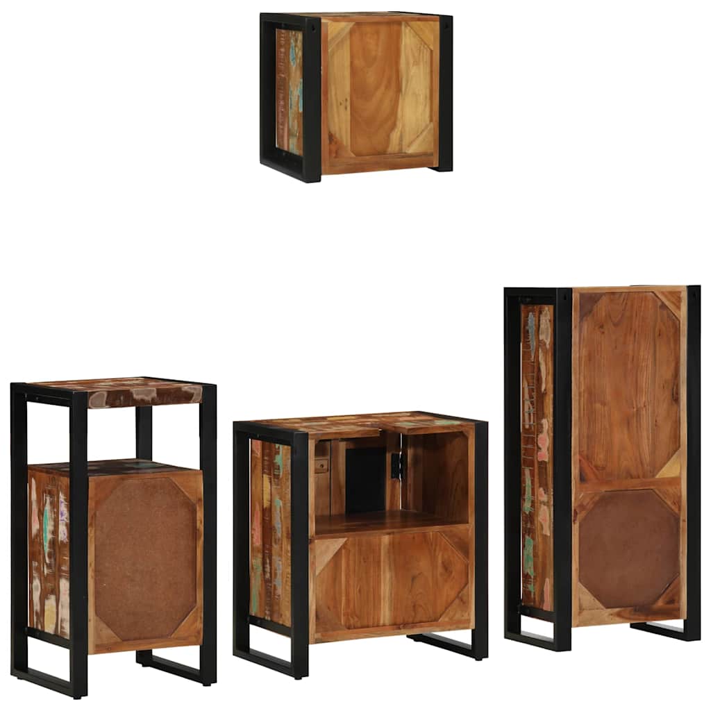 Badezimmermöbel-Set mit Regal 4 pcs Massives upgecyceltes Holz