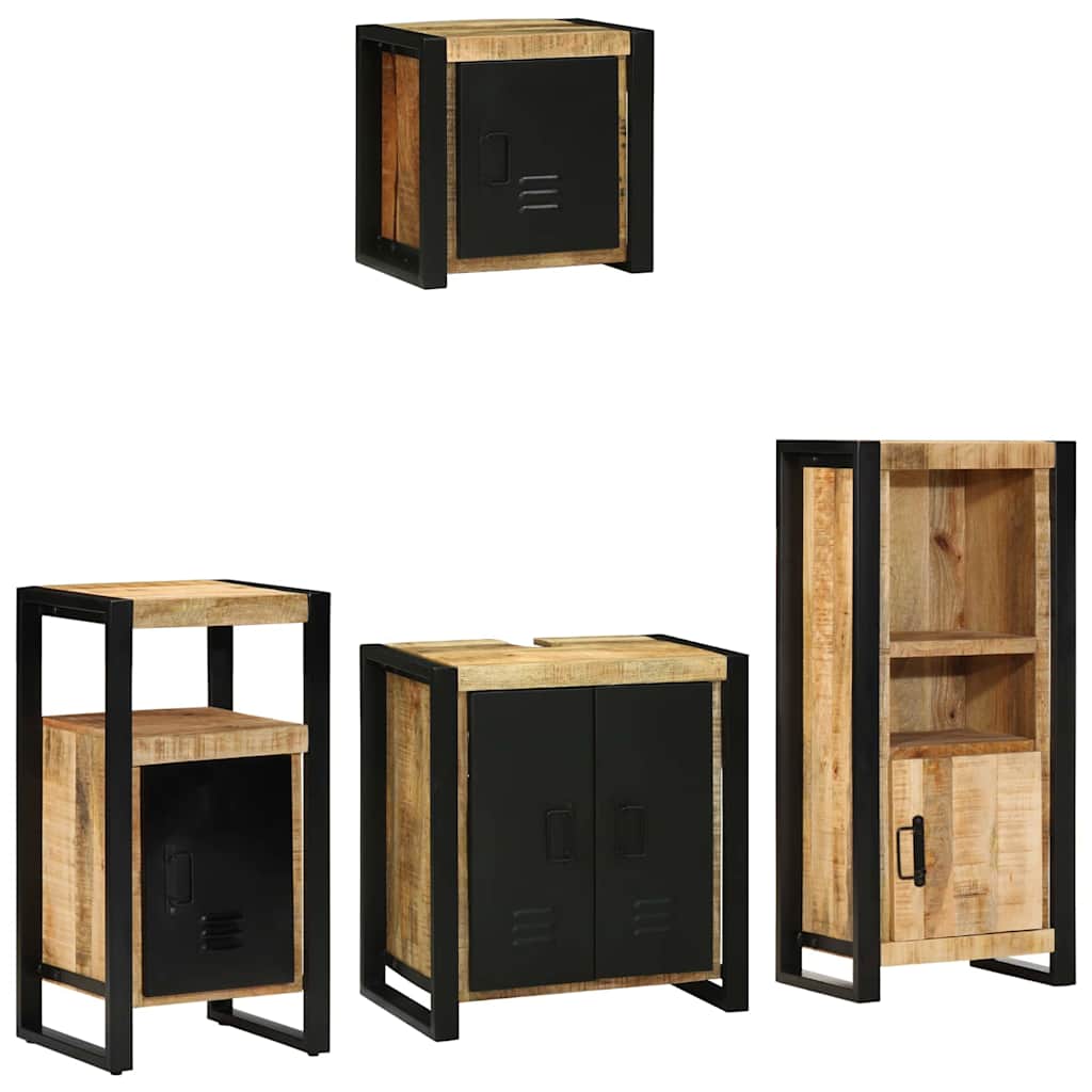 vidaXL Badezimmermöbel Set mit Regal 4 pcs Braun Massivholz Mango