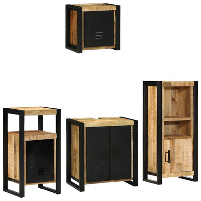 vidaXL Badezimmermöbel Set mit Regal 4 pcs Braun Massivholz Mango