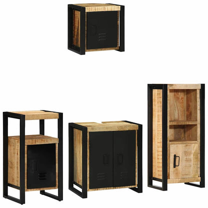 vidaXL Badezimmermöbel Set mit Regal 4 pcs Braun Massivholz Mango