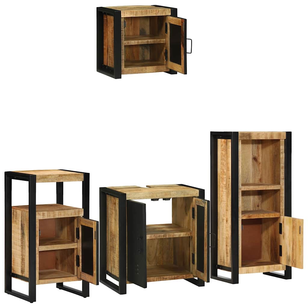 vidaXL Badezimmermöbel Set mit Regal 4 pcs Braun Massivholz Mango
