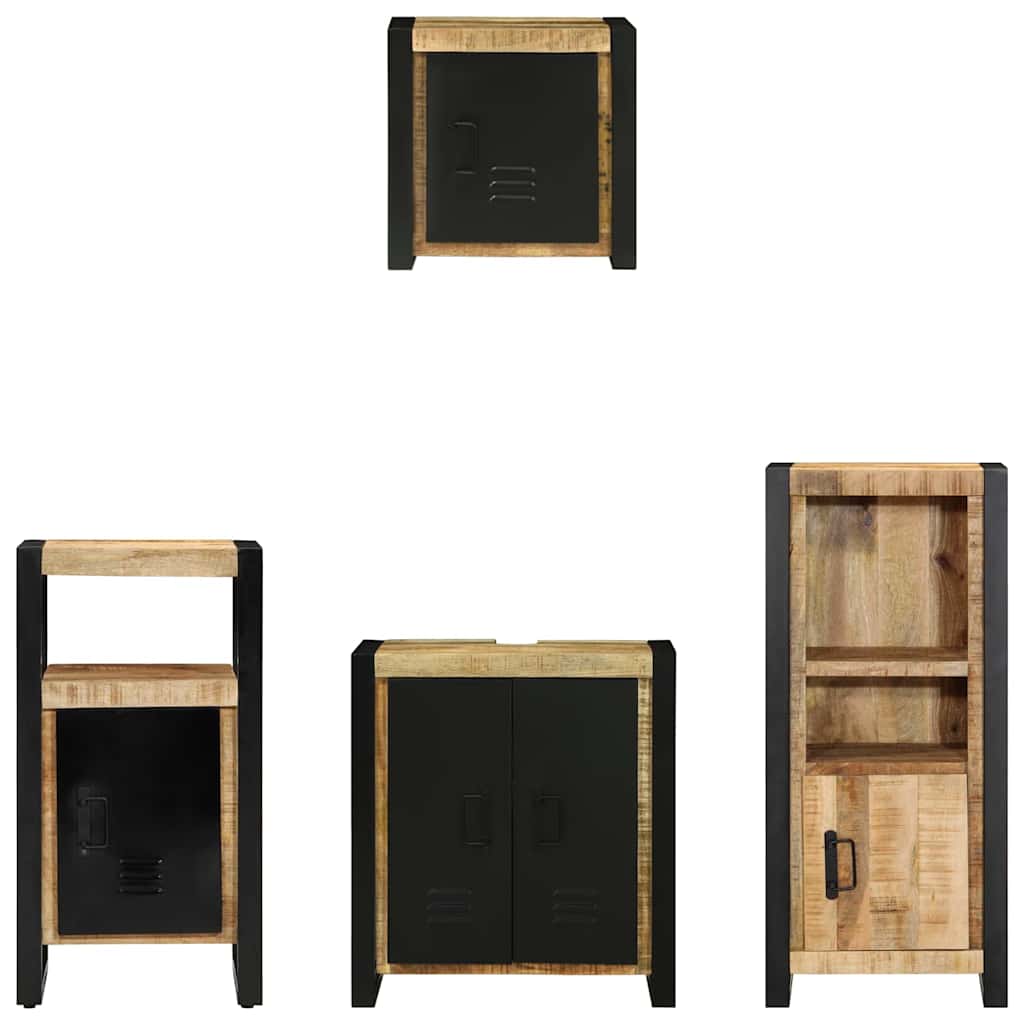 vidaXL Badezimmermöbel Set mit Regal 4 pcs Braun Massivholz Mango