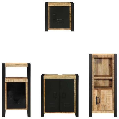 vidaXL Badezimmermöbel Set mit Regal 4 pcs Braun Massivholz Mango