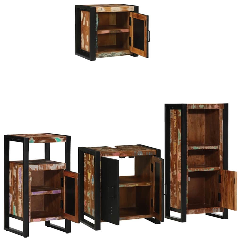 Badezimmermöbel-Set mit Regal 4 pcs Massives upgecyceltes Holz