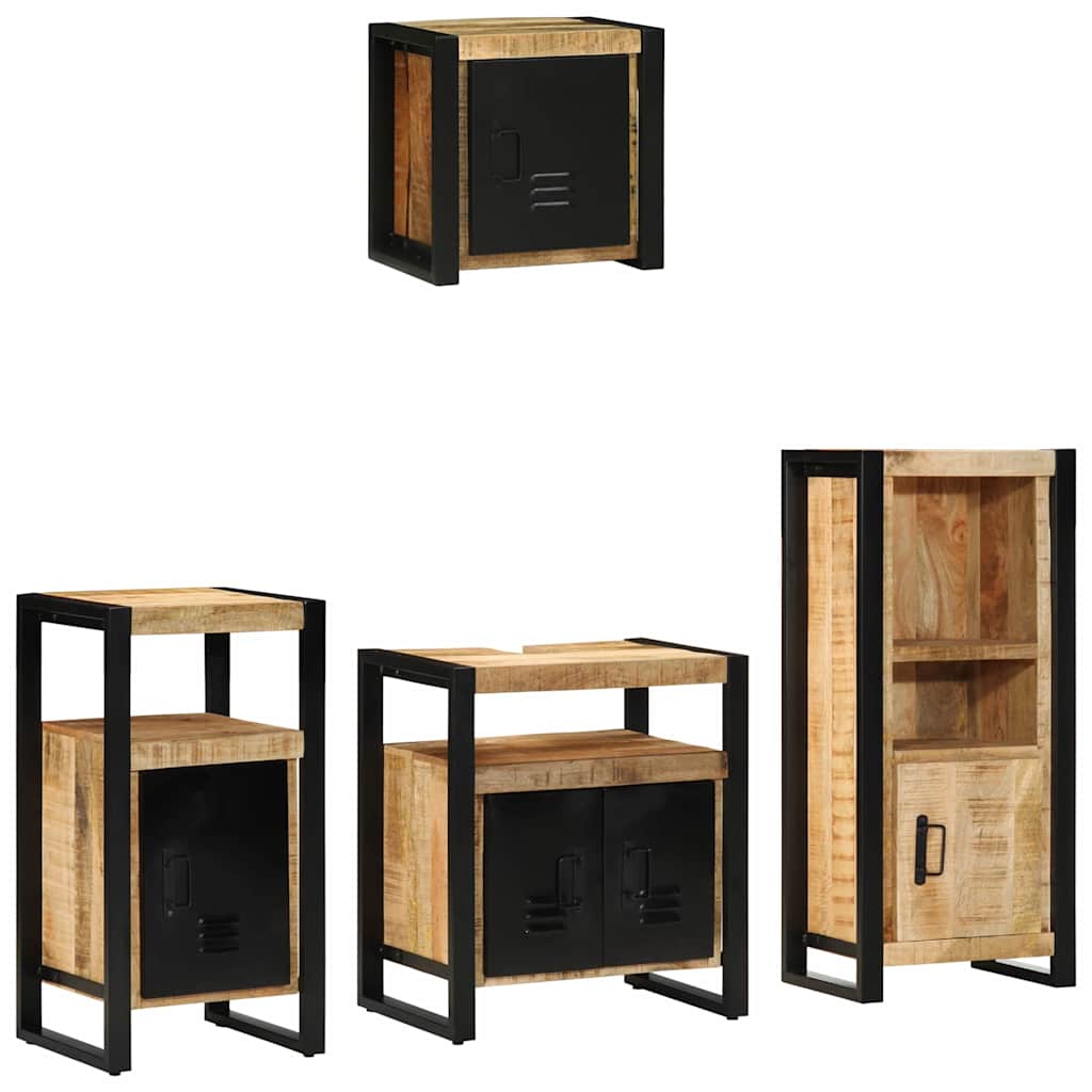 vidaXL Badezimmermöbel Set mit Regal 4 pcs Braun Massivholz Mango