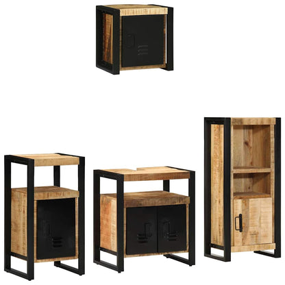 vidaXL Badezimmermöbel Set mit Regal 4 pcs Braun Massivholz Mango